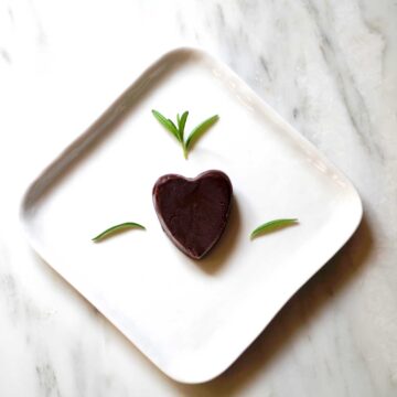 Vegan Chocolate Truffles for Valentine's Day with rosemary and pine nuts
