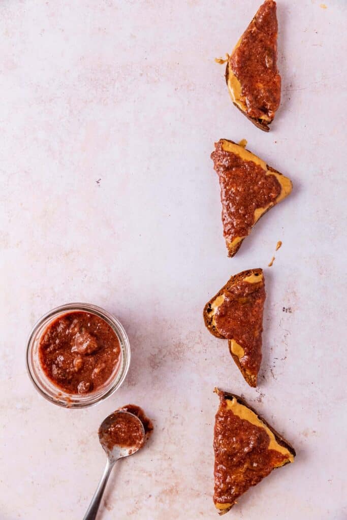 Italian plum jam on toast triangles