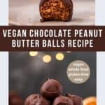 plated chocolate peanut butter balls with text