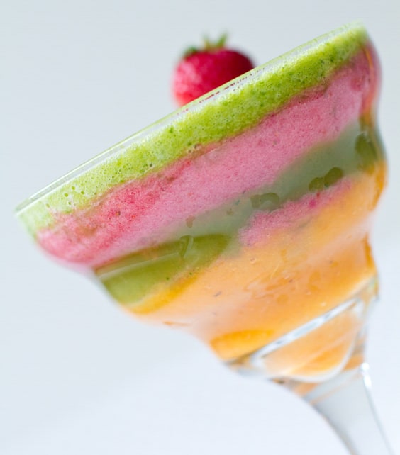 Layered colorful spring smoothie