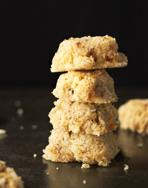 Stacked coconut banana lemon cookies