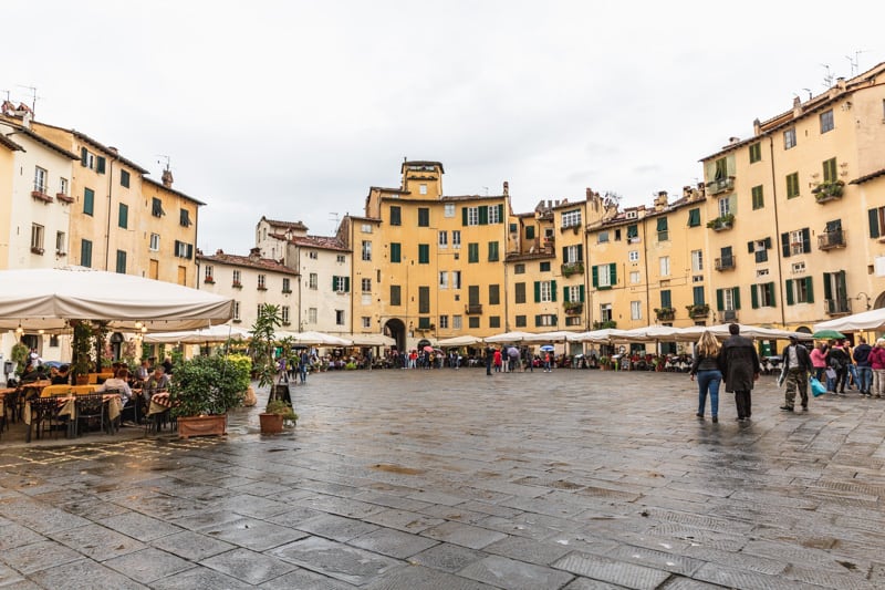The piazza in Lucca.
