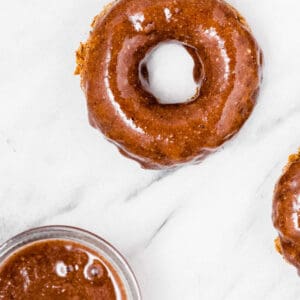 Maple pecan sauce on donuts.