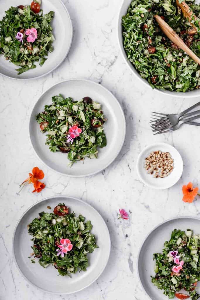 This Quinoa Tabbouleh Salad makes a big batch and is so satisfying!