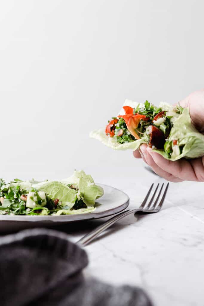 Quinoa Tabbouleh Lettuce Wraps are delicious!